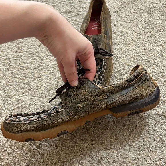 Twisted X Women's Cheetah Animal Print Driving Moccasins Size 11 Brown Outdoor - Picture 5 of 11